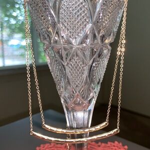 Layered Gold-tone Bar Necklace- Rhinestones